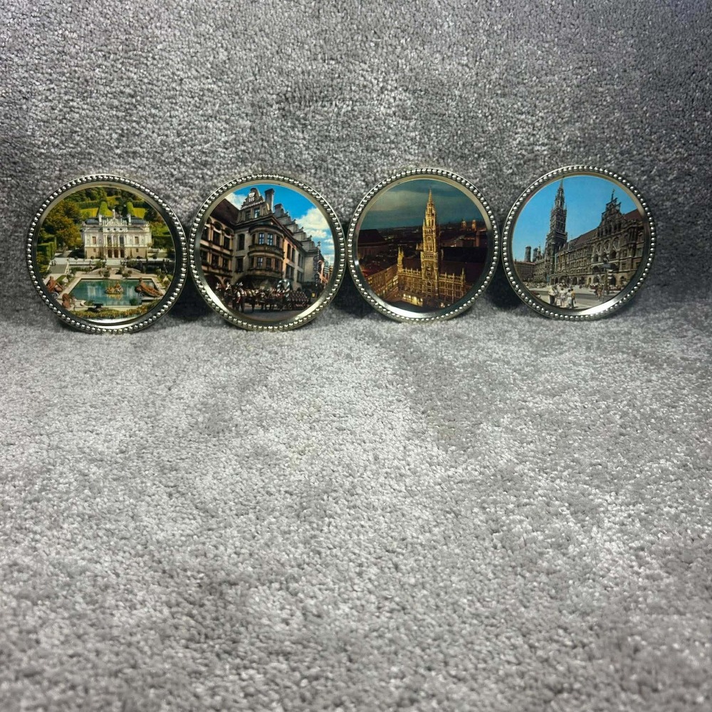 Frankonia Schokotaler Tins Gold German Landmark Souvenir Set of 4 - Empty
